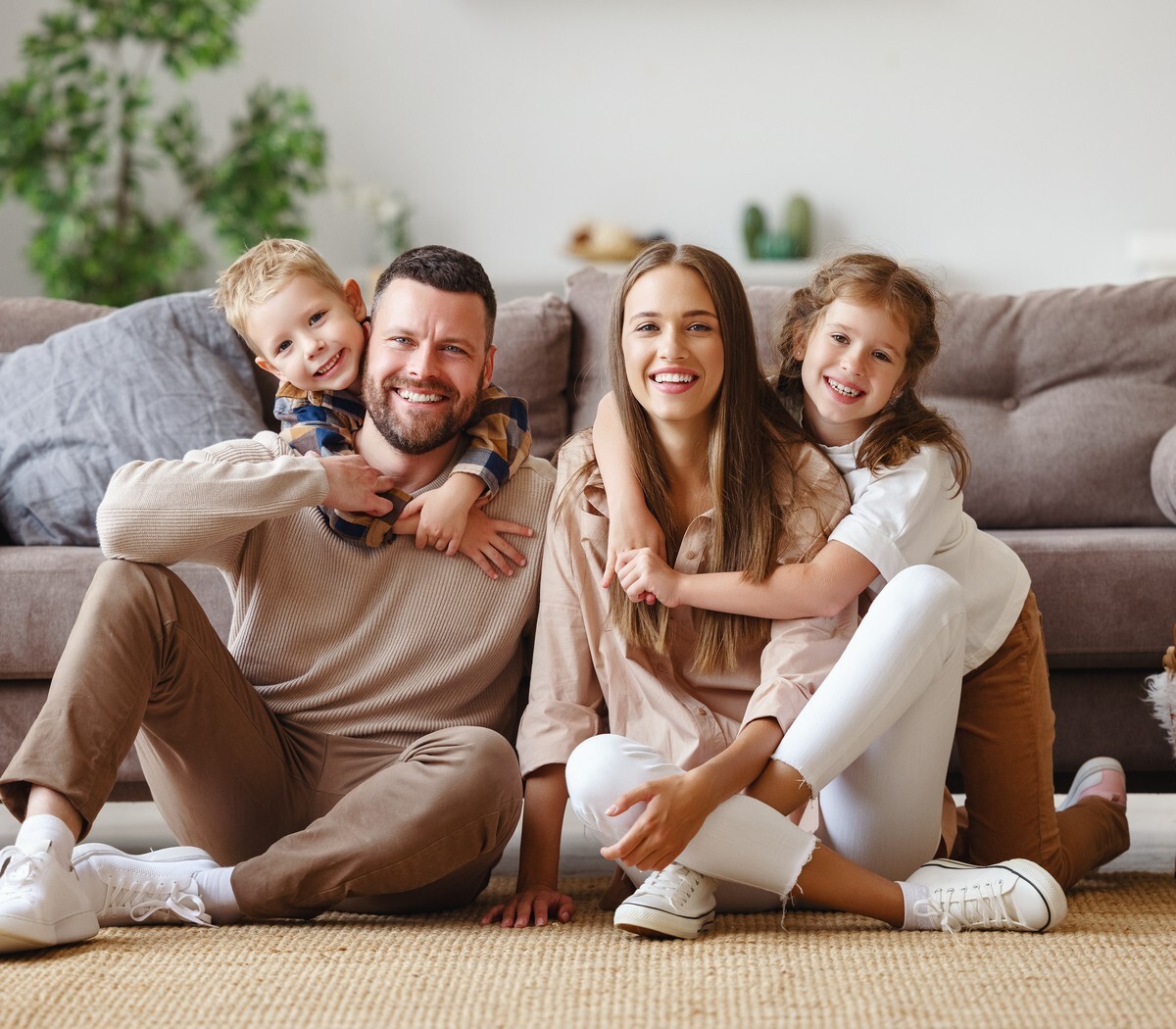 Family reading about dental health together